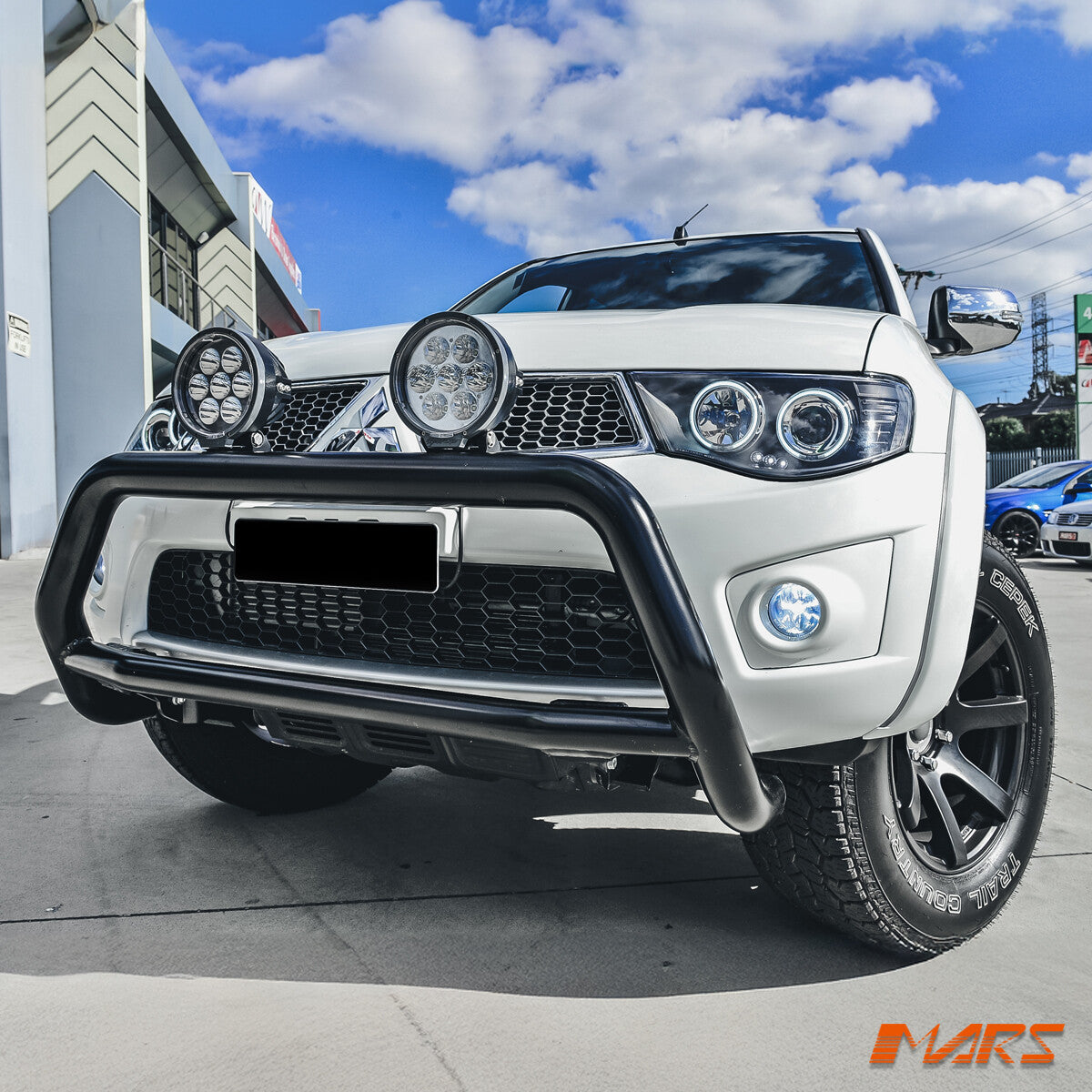 Black LED Angel Eyes Projector Headlights for Mitsubishi Triton 2006-2015 UTE
