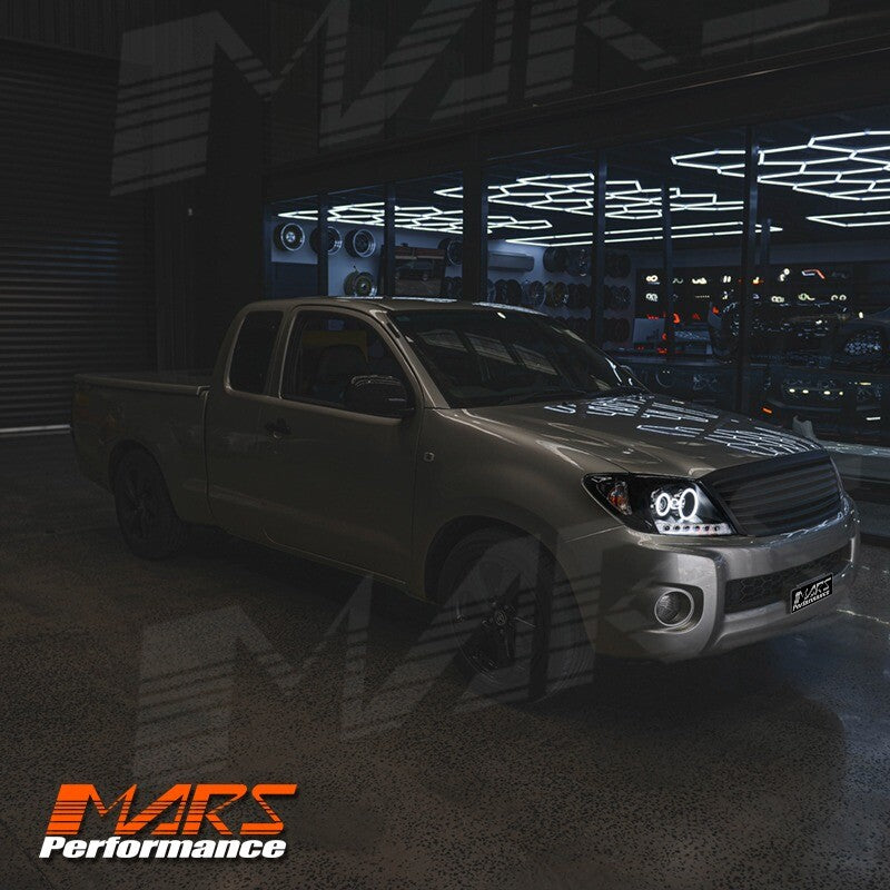 Black High Power LED DRL Halo Projector Headlights for TOYOTA HILUX VIGO 2005-11