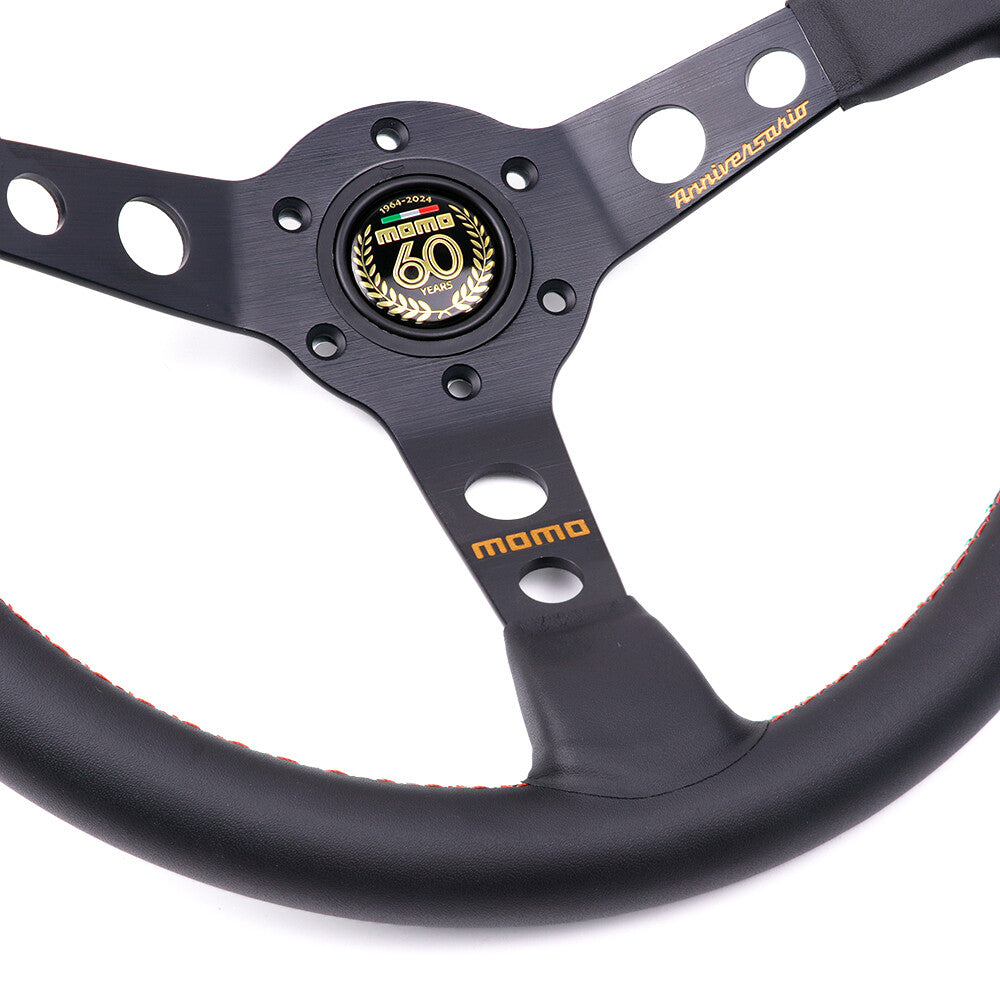 MOMO 60Th Anniversary 350Mm/14Inch Mid-Deep Leather Sport Steering Wheel
