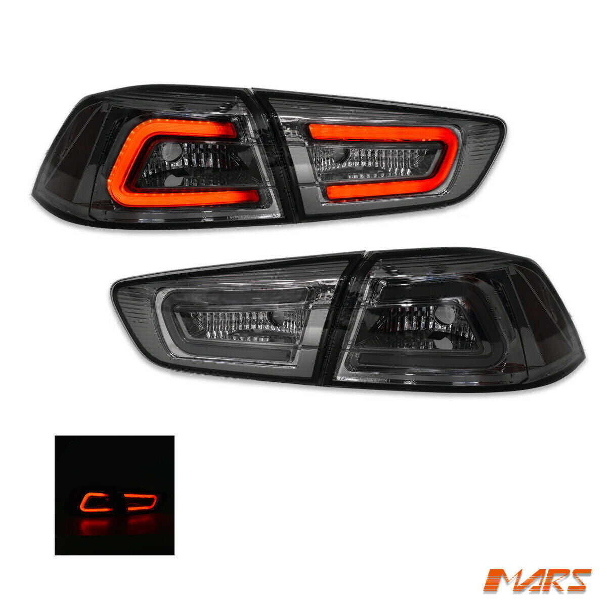 MARS Full Smoked LED Tail Lights for MITSUBISHI LANCER CJ CF SEDAN 07-19 EVO X