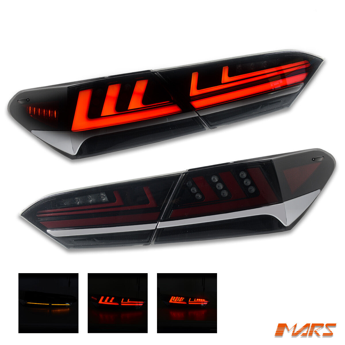 3D Stripe Bar Full LED Sequential Indicator Tail Lights for Toyota Camry 2018-22