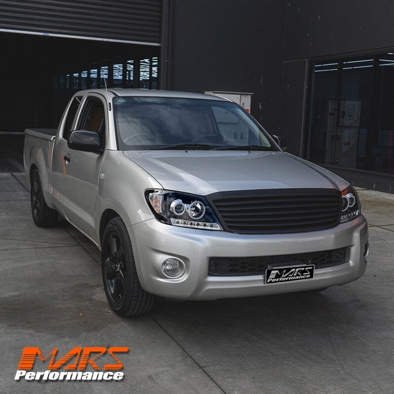 Black High Power LED DRL Halo Projector Headlights for TOYOTA HILUX VIGO 2005-11