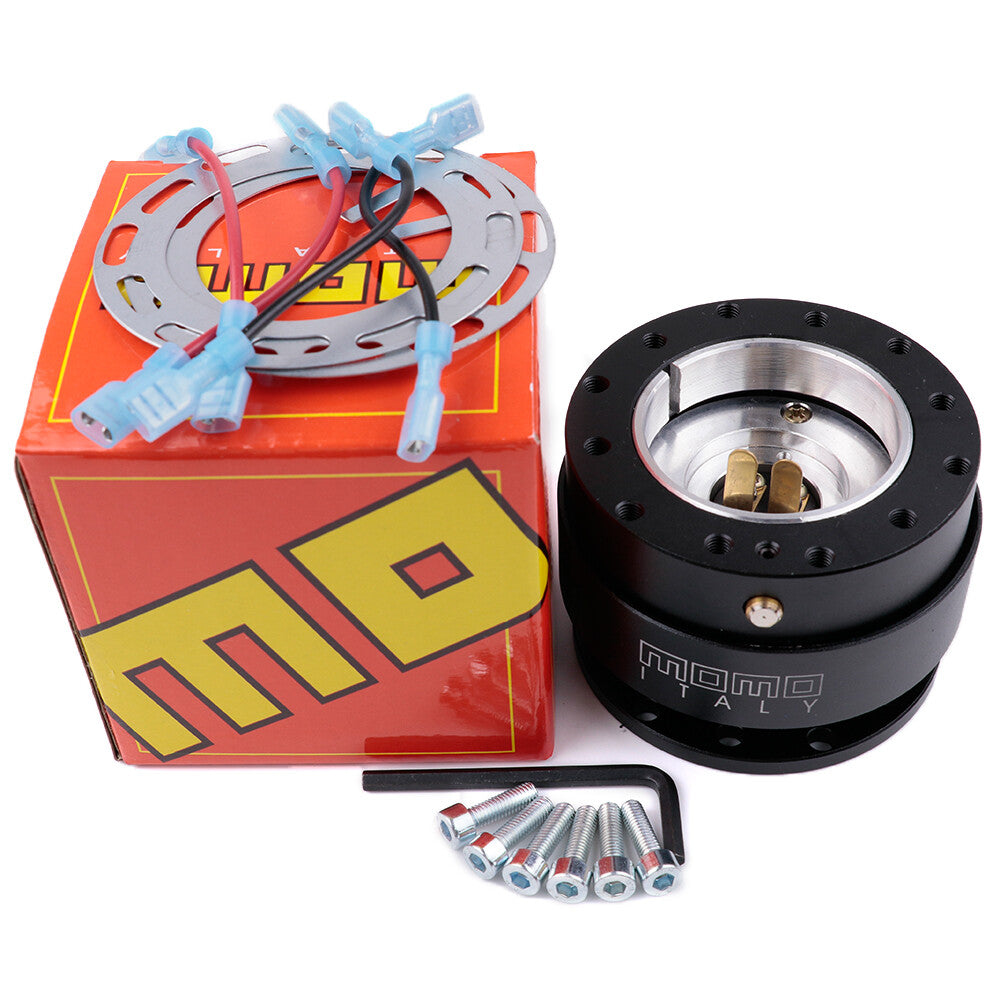 MOMO Black Steering Wheel Quick Release Hub Adapter Snap Boss Kit