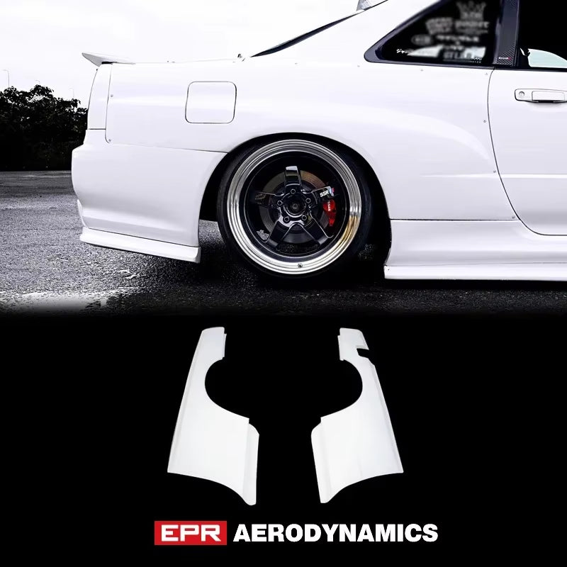 Car Accessories GTR Style Fiberglass Rear Wider Fender FRP Fiber Glass Wheel Arch Flare Cover Set Fit for Nissan Skyline R34 GTT