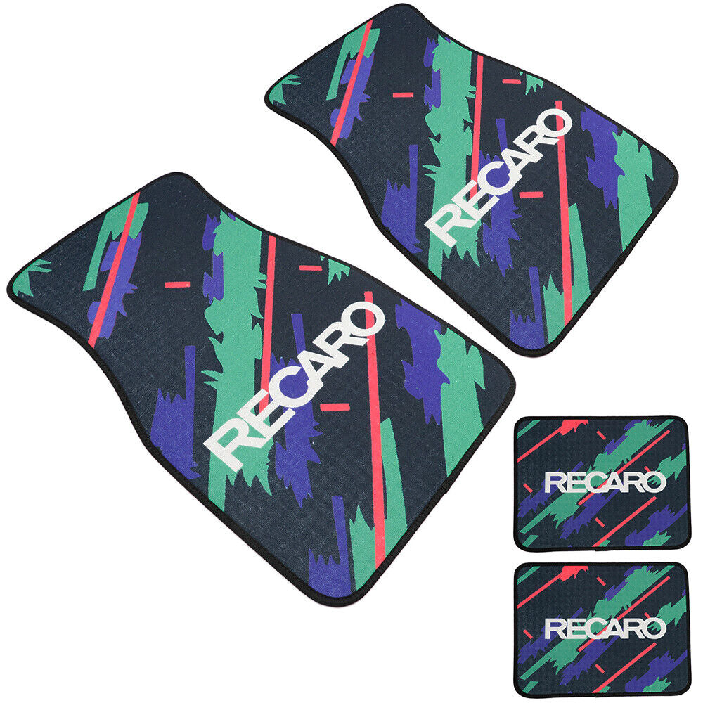 4Pcs/Set RECARO Le Mans Confetti Fabric Floor Mats Car Interior Carpets