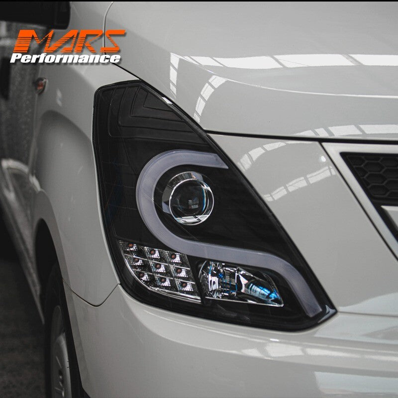 Black LED DRL Projector Head Lights for Hyundai Iload & Imax Van 2008-2018