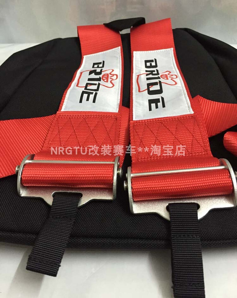 JDM Style Bride Fabric Backpack Racing Seat Belt Harness Straps Shoulders Bag